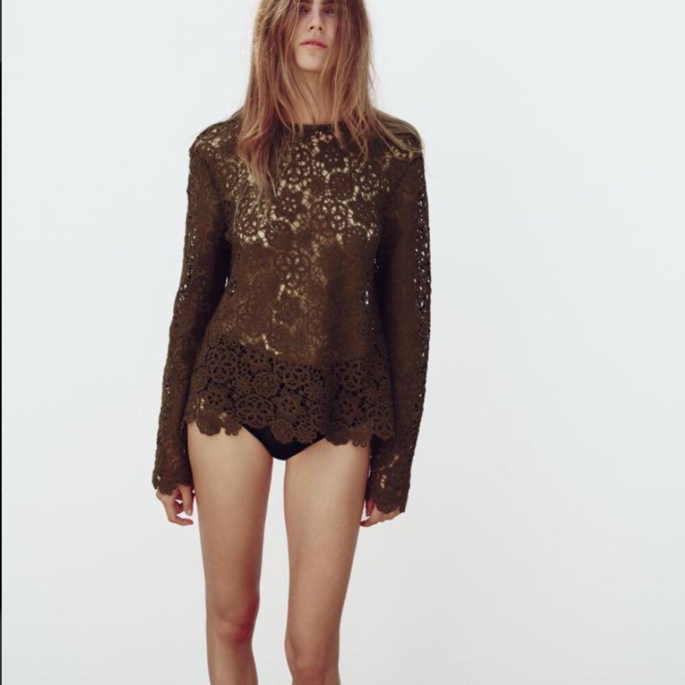 ZARA Crochet Lace Top – Size M – New without tags 🤎 - Picture 2 of 12